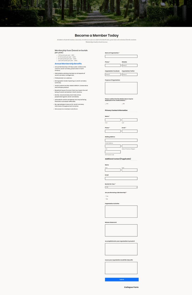JCANA membership form expanded